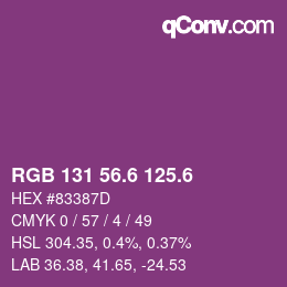 カラーコード: RGB 131 56.6 125.6 | qconv.com