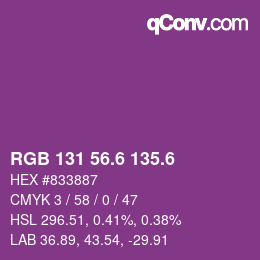 カラーコード: RGB 131 56.6 135.6 | qconv.com