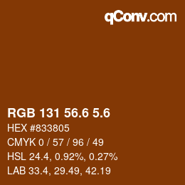 カラーコード: RGB 131 56.6 5.6 | qconv.com