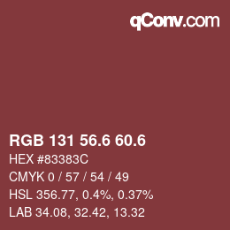 カラーコード: RGB 131 56.6 60.6 | qconv.com