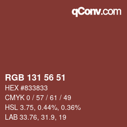 カラーコード: RGB 131 56 51 | qconv.com