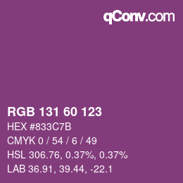 カラーコード: RGB 131 60 123 | qconv.com