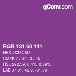 カラーコード: RGB 131 60 141 | qconv.com