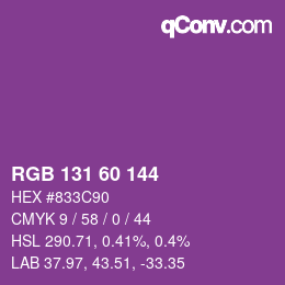カラーコード: RGB 131 60 144 | qconv.com