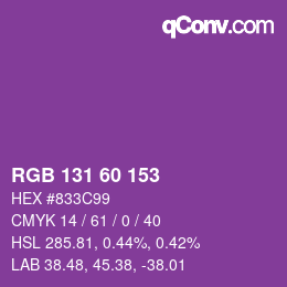 颜色代码: RGB 131 60 153 | qconv.com
