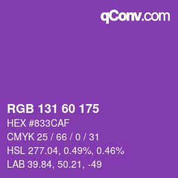 颜色代码: RGB 131 60 175 | qconv.com