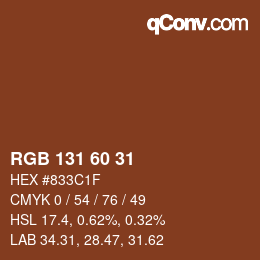 Color code: RGB 131 60 31 | qconv.com