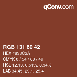 カラーコード: RGB 131 60 42 | qconv.com