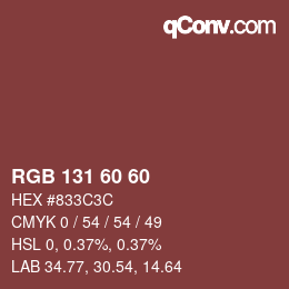 カラーコード: RGB 131 60 60 | qconv.com