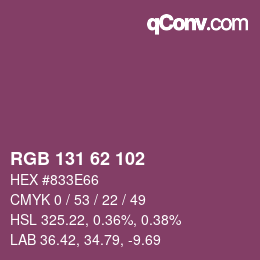 Color code: RGB 131 62 102 | qconv.com