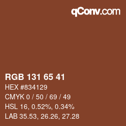 颜色代码: RGB 131 65 41 | qconv.com