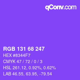 Color code: RGB 131 68 247 | qconv.com