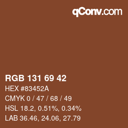 カラーコード: RGB 131 69 42 | qconv.com