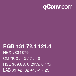 カラーコード: RGB 131 72.4 121.4 | qconv.com