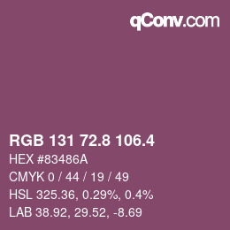 カラーコード: RGB 131 72.8 106.4 | qconv.com