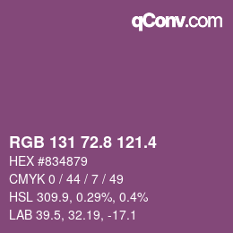 カラーコード: RGB 131 72.8 121.4 | qconv.com