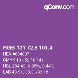 カラーコード: RGB 131 72.8 151.4 | qconv.com