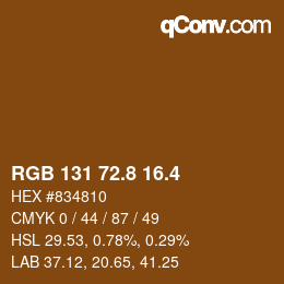 カラーコード: RGB 131 72.8 16.4 | qconv.com