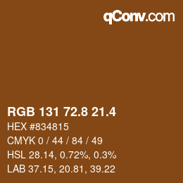 カラーコード: RGB 131 72.8 21.4 | qconv.com