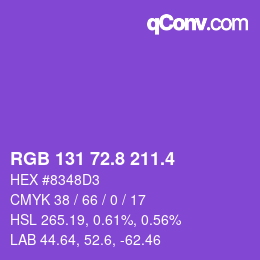 カラーコード: RGB 131 72.8 211.4 | qconv.com