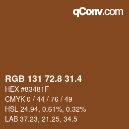 カラーコード: RGB 131 72.8 31.4 | qconv.com