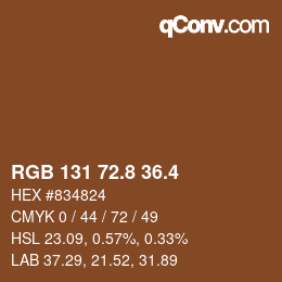 カラーコード: RGB 131 72.8 36.4 | qconv.com