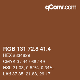 カラーコード: RGB 131 72.8 41.4 | qconv.com