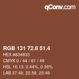 カラーコード: RGB 131 72.8 51.4 | qconv.com