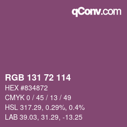 Color code: RGB 131 72 114 | qconv.com