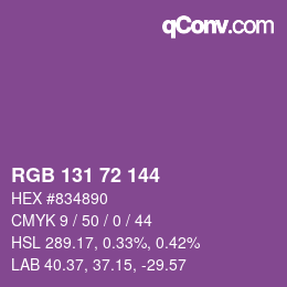 Color code: RGB 131 72 144 | qconv.com