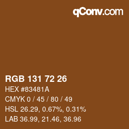 Color code: RGB 131 72 26 | qconv.com