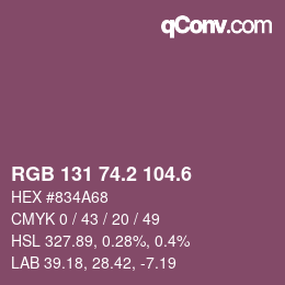 カラーコード: RGB 131 74.2 104.6 | qconv.com