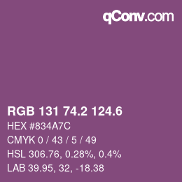 カラーコード: RGB 131 74.2 124.6 | qconv.com