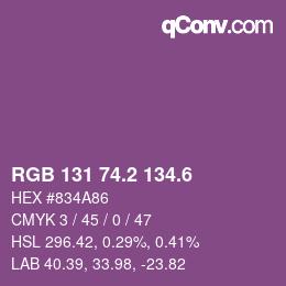 カラーコード: RGB 131 74.2 134.6 | qconv.com