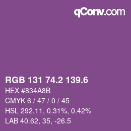カラーコード: RGB 131 74.2 139.6 | qconv.com