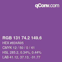 カラーコード: RGB 131 74.2 149.6 | qconv.com