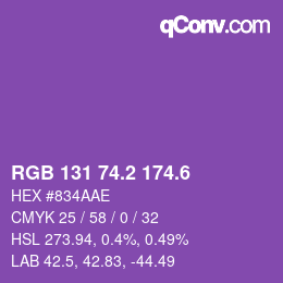 カラーコード: RGB 131 74.2 174.6 | qconv.com