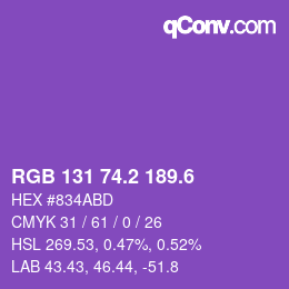 カラーコード: RGB 131 74.2 189.6 | qconv.com