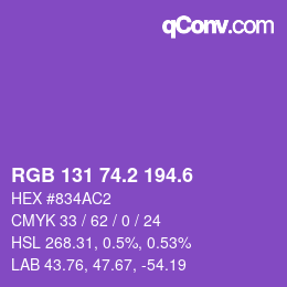 カラーコード: RGB 131 74.2 194.6 | qconv.com