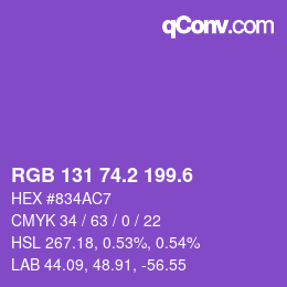 カラーコード: RGB 131 74.2 199.6 | qconv.com