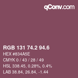 カラーコード: RGB 131 74.2 94.6 | qconv.com