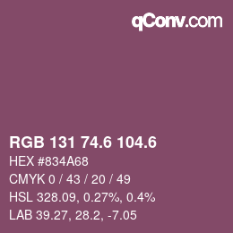 カラーコード: RGB 131 74.6 104.6 | qconv.com