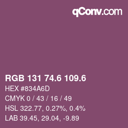 カラーコード: RGB 131 74.6 109.6 | qconv.com