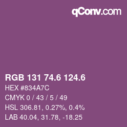 カラーコード: RGB 131 74.6 124.6 | qconv.com
