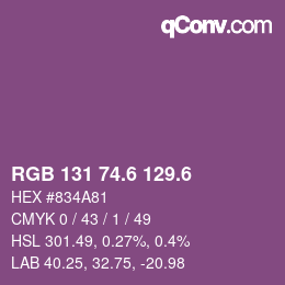カラーコード: RGB 131 74.6 129.6 | qconv.com