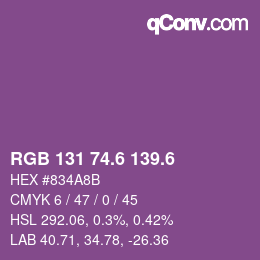 カラーコード: RGB 131 74.6 139.6 | qconv.com
