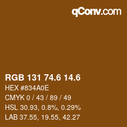 カラーコード: RGB 131 74.6 14.6 | qconv.com