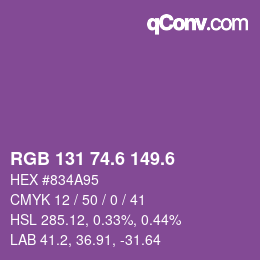 カラーコード: RGB 131 74.6 149.6 | qconv.com