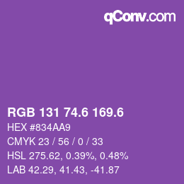カラーコード: RGB 131 74.6 169.6 | qconv.com