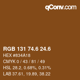 カラーコード: RGB 131 74.6 24.6 | qconv.com